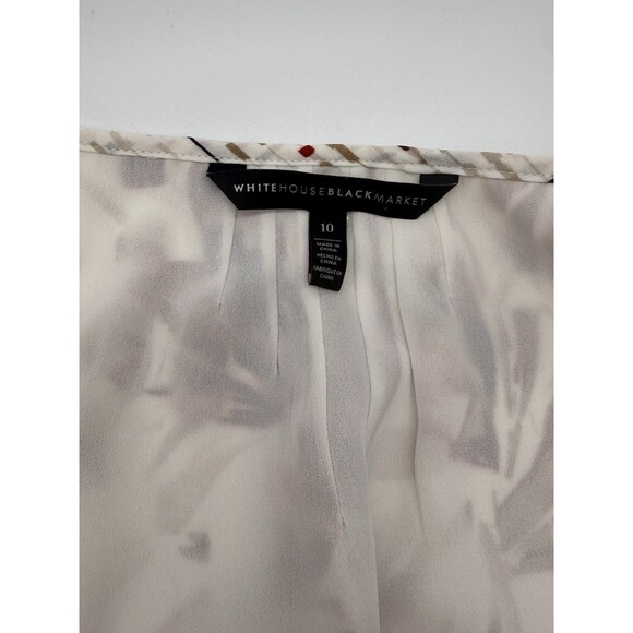 WHITE HOUSE BLACK MARKET COLD SHOULDER Floral Tie Tassel DRESS 10 Pre-owned - Picture 3 of 6